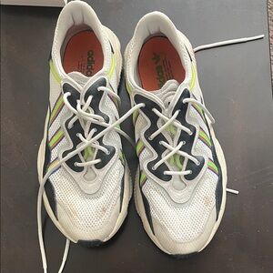 Adidas White Mesh Sneakers with Multicolor Stripes